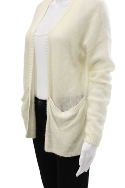Label + Thread Unisex Cardigan White 100% Wool Long Sleeve Size S