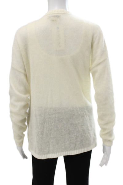 Label + Thread Unisex Cardigan White 100% Wool Long Sleeve Size S