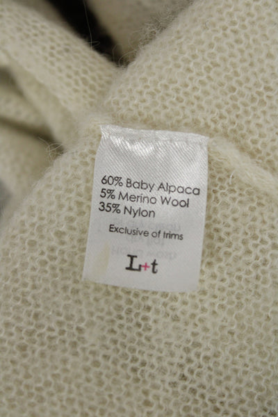 Label + Thread Unisex Cardigan White 100% Wool Long Sleeve Size S