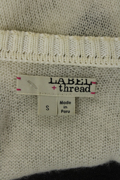 Label + Thread Unisex Cardigan White 100% Wool Long Sleeve Size S