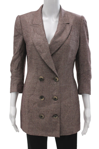 Zeynep Arcay Women's Wool Double  Breasted Blazer  Purple Size 2