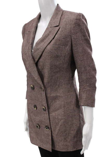Zeynep Arcay Women's Wool Double  Breasted Blazer  Purple Size 2
