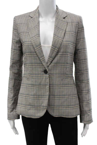 Zara Womens  Polyester Collard Single Button Striped Blazer Black Size 4