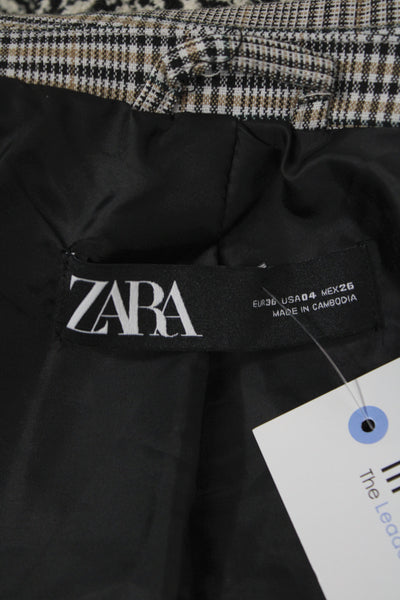 Zara Womens  Polyester Collard Single Button Striped Blazer Black Size 4