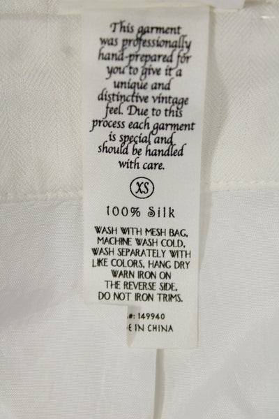 DA Nang Women Lamb Leather Military Jacket White Button Collared Size XS