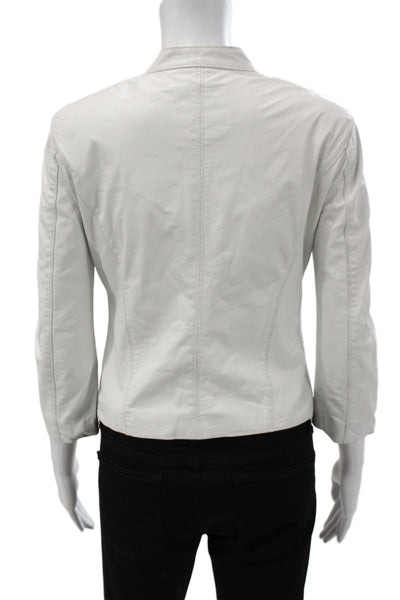 R13 Women White Lamb Leather Biker Motorcycle Jacket Size S