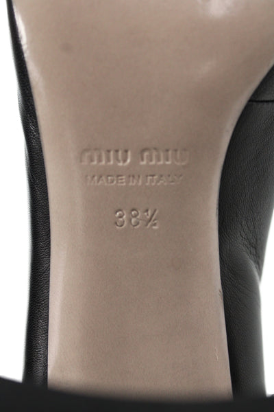 Miu Miu Women's Leather Laced up Block Ankle Boots Black Size 38.5