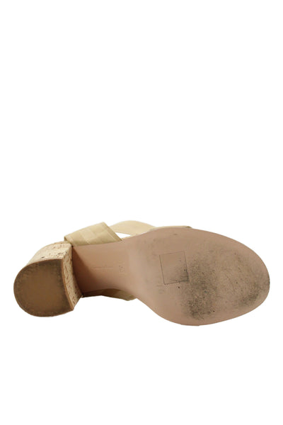 Gianvito Rossi Womens Suede  Open Toe Cork Wedge Sandal  Beige  Size 9