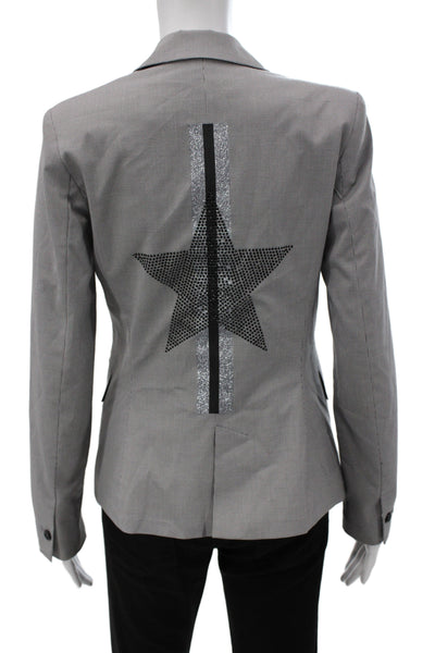 Hip Chik Couture Cotton Collard Button Blazer Gray Size S