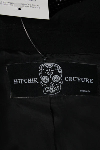 Hip Chik Couture Womens  Cotton Collard Button Blazer Black Size S