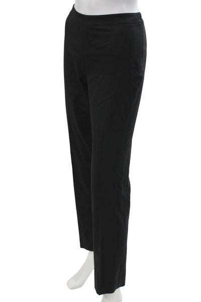 Lafayette 148 New York Women Dress Pants Black Virgin Wool Button Size 2