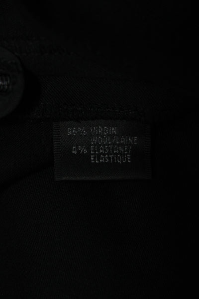 Lafayette 148 New York Women Dress Pants Black Virgin Wool Button Size 2