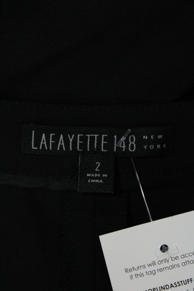 Lafayette 148 New York Women Dress Pants Black Virgin Wool Button Size 2