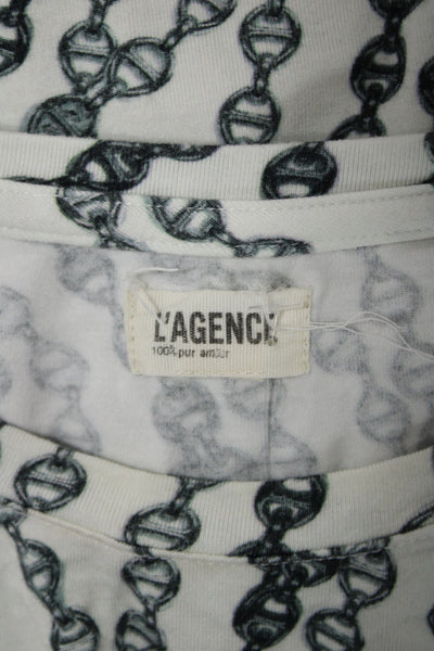 L'Agence Womens White Jersey T-Shirt Crew Neck Short Sleeve Size S