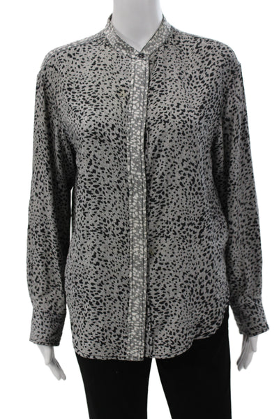 Rag & Bone Womens Black Silk Animal Print Button Up Blouse Long Sleeve Size M