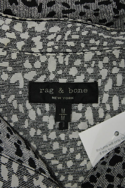 Rag & Bone Womens Black Silk Animal Print Button Up Blouse Long Sleeve Size M