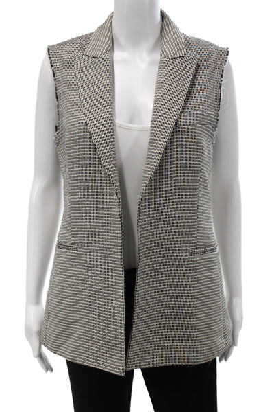 Theory Womens Collared Geometric Sleeveless Vest Black Designer Size 6