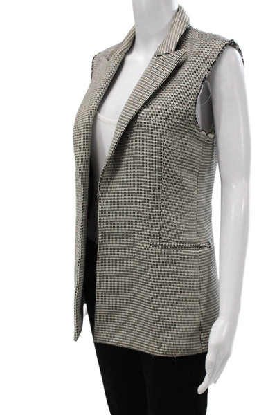 Theory Womens Collared Geometric Sleeveless Vest Black Designer Size 6