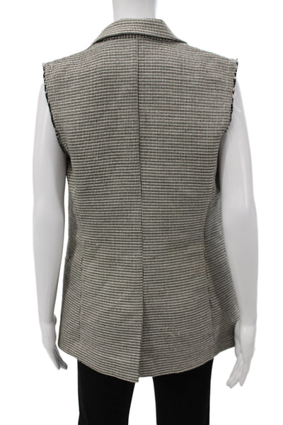 Theory Womens Collared Geometric Sleeveless Vest Black Designer Size 6