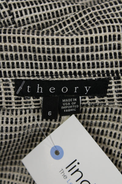 Theory Womens Collared Geometric Sleeveless Vest Black Designer Size 6