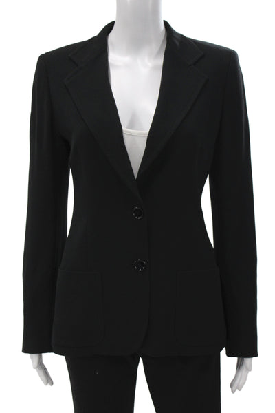 Max Mara Womens Black Collared Button Blazer Long Sleeve Size 8