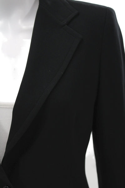 Max Mara Womens Black Collared Button Blazer Long Sleeve Size 8