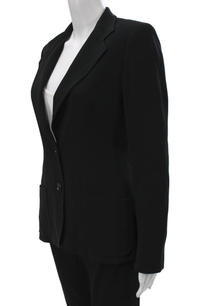 Max Mara Womens Black Collared Button Blazer Long Sleeve Size 8