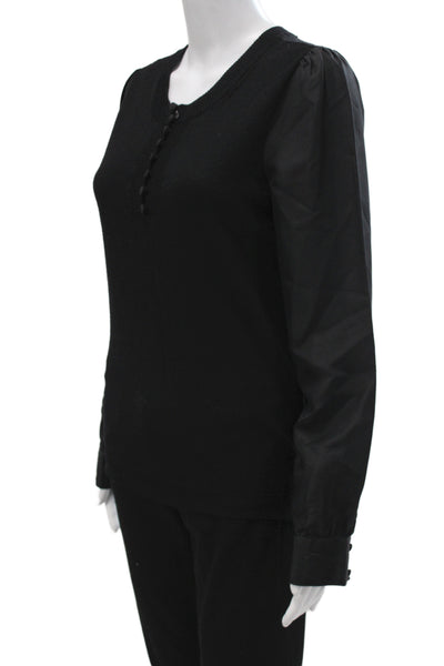 Marc Jacobs Women Pullover Sweater Black Cotton Polyester Crew Neck Size M