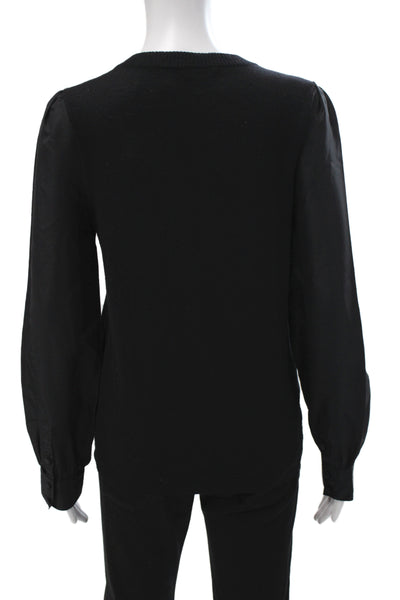 Marc Jacobs Women Pullover Sweater Black Cotton Polyester Crew Neck Size M