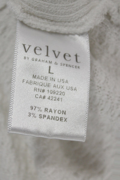 Velvet by Graham & Spencer Unisex White Pullover 3/4 Sleeve Size L