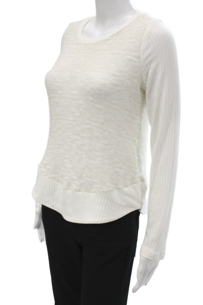 Splendid Unisex Pullover Sweater White Round Neck Long Sleeve Lurex Size S
