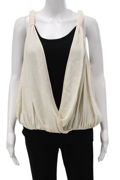 Robert Rodriguez Womens Beige Silk Spandex Sleeveless Tank Size M