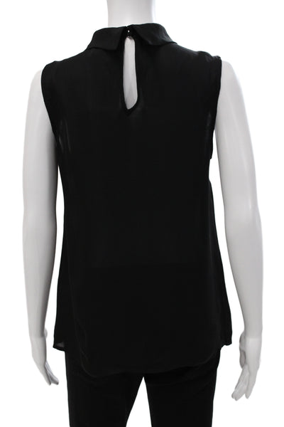 Vince Womens Silk Mock Neck Sleeveless Blouse Black Size S