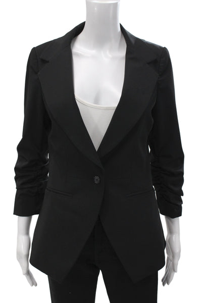 Elizabeth & James Unisex Black V-Neck Blazer Button Long Sleeve Classic Size 6