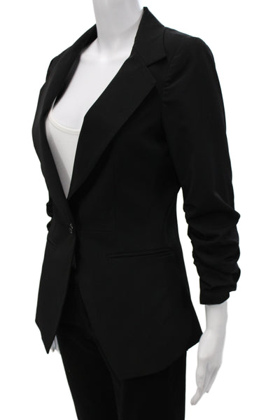 Elizabeth & James Unisex Black V-Neck Blazer Button Long Sleeve Classic Size 6