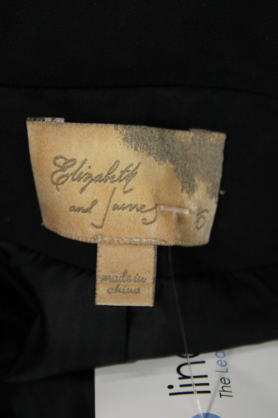 Elizabeth & James Unisex Black V-Neck Blazer Button Long Sleeve Classic Size 6