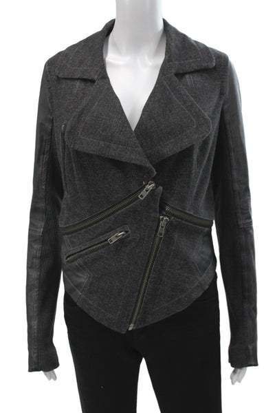 Cut 25 Women Biker Jacket Dark Gray Zip Long Sleeve Size 6