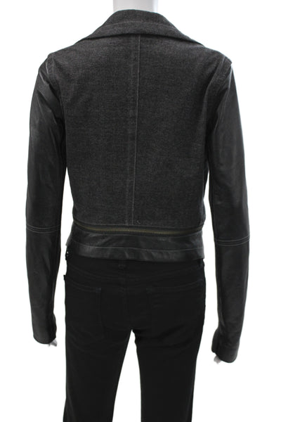 Cut 25 Women Biker Jacket Dark Gray Zip Long Sleeve Size 6
