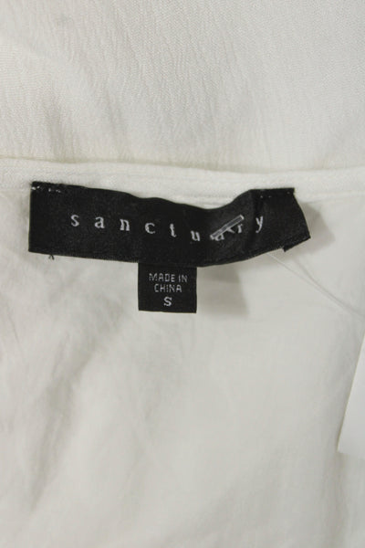 Sanctuary Women Shift Dress White Button Round Neck 3/4 Sleeve Mini Size S