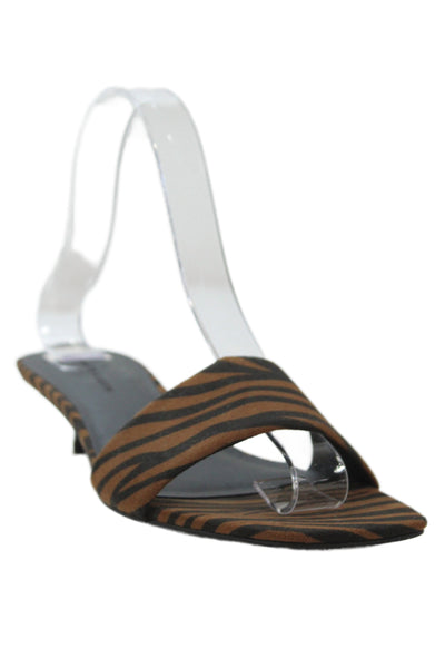 Charles & Keith Womens Animal Print Sandals Brown Size 37 7