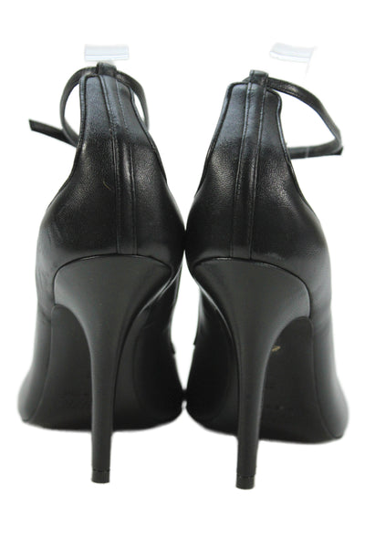 Lucasheva Womens Leather Pointed Toe Ankle Strap Heels Black Size 39 9