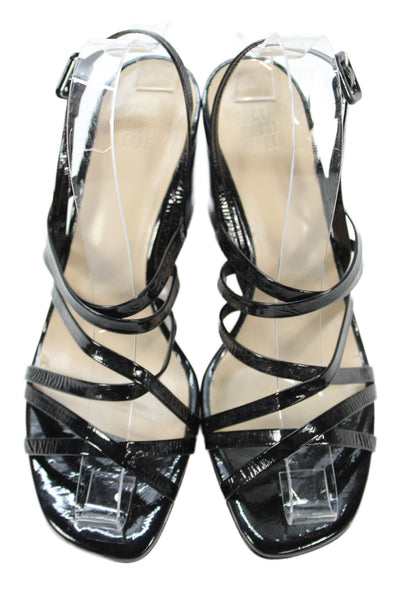 Maryam Nassir Zadeh Womens Patent Leather Strappy Sandals Black Size 38.5 8.5