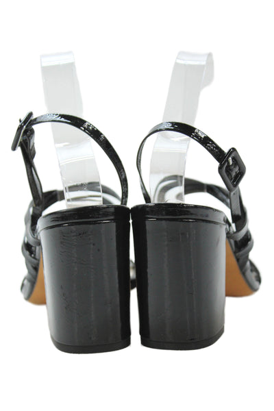 Maryam Nassir Zadeh Womens Patent Leather Strappy Sandals Black Size 38.5 8.5