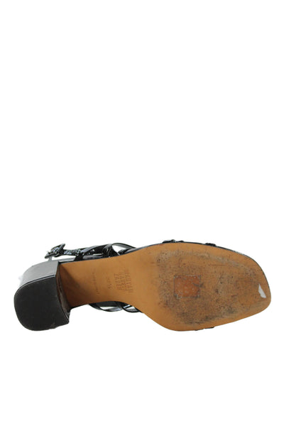 Maryam Nassir Zadeh Womens Patent Leather Strappy Sandals Black Size 38.5 8.5