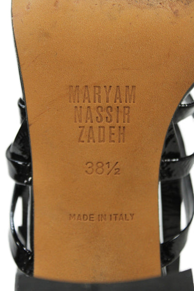 Maryam Nassir Zadeh Womens Patent Leather Strappy Sandals Black Size 38.5 8.5