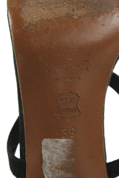 By Far Womens Suede Slide On Sandals Heels Black Size 39 9