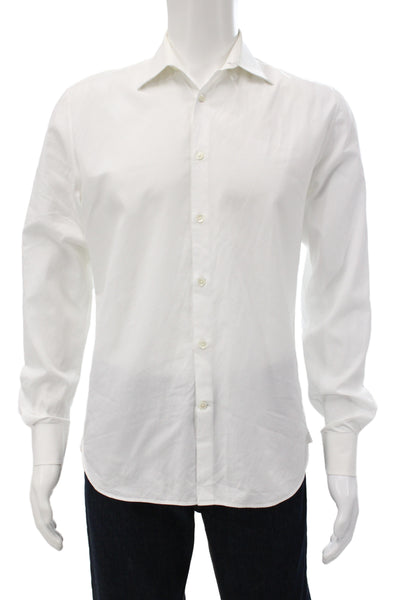 John Varvatos Mens Cotton Long Sleeve Button Up Shirt White Size 15/34/35