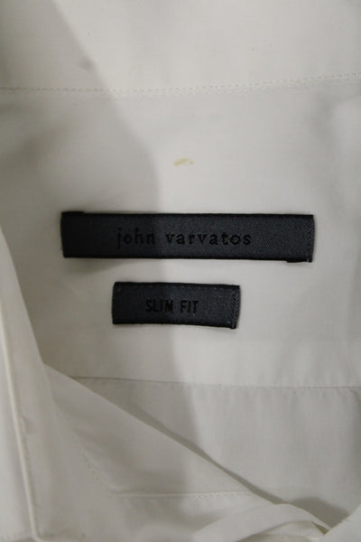 John Varvatos Mens Cotton Long Sleeve Button Up Shirt White Size 15/34/35