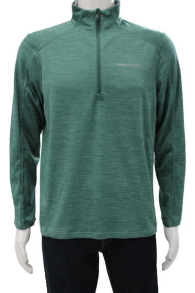 Vineyard Vines Mens Stand-Up Mock Neck Long Sleeve T-Shirt Green Size M
