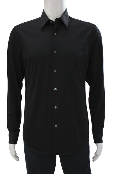 Theory Men's Long Sleeves Button Down Dress Shirt Black Size M